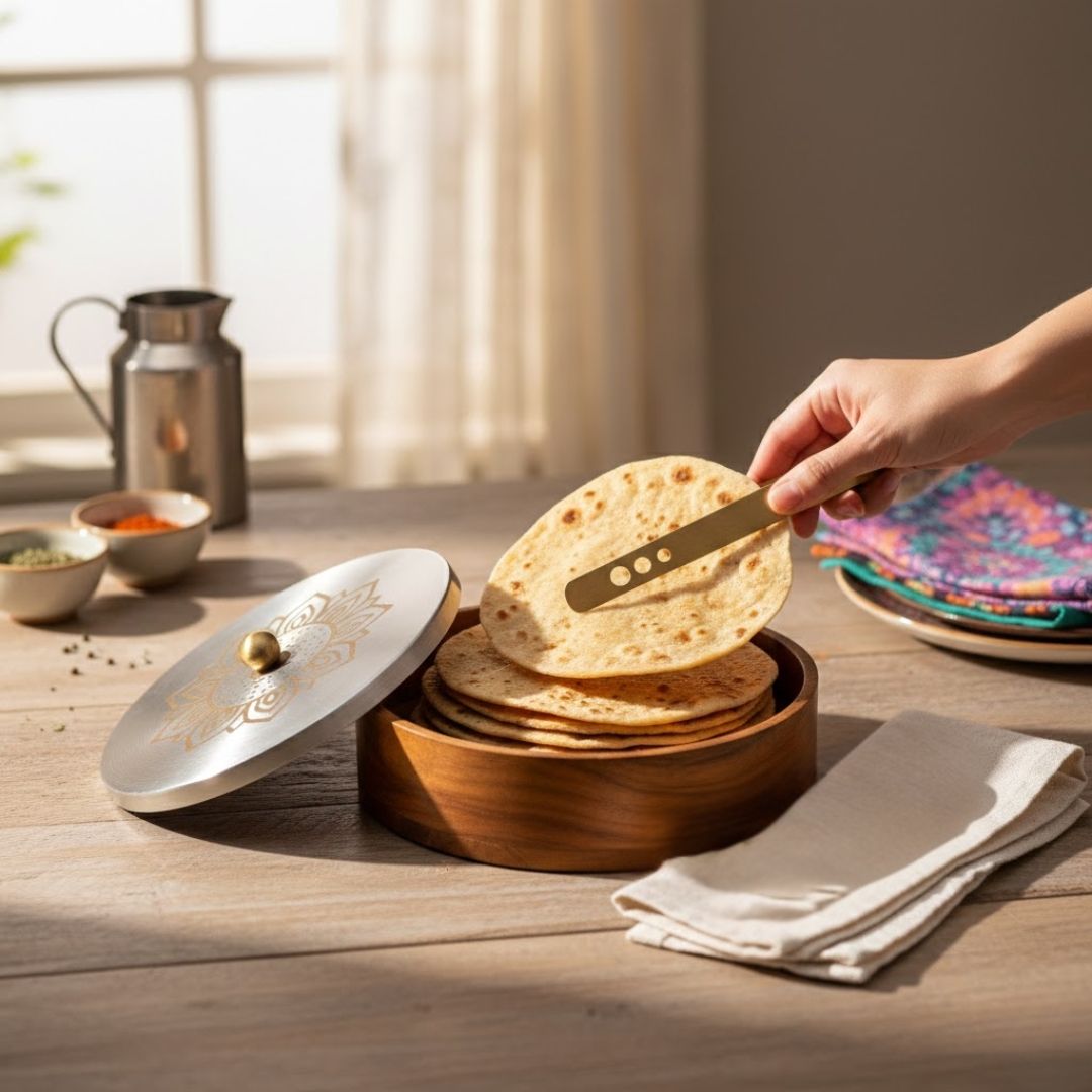 Wooden Roti Box - Eco-Friendly Kitchen Essential 077